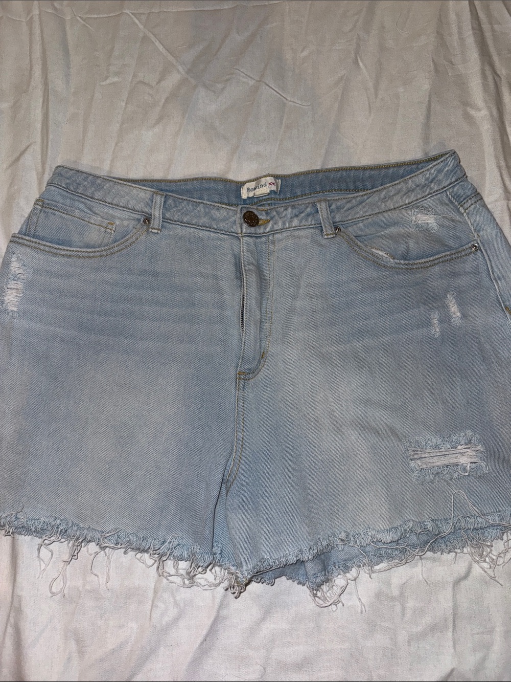 Rewind Light Blue Distressed Denim Shorts